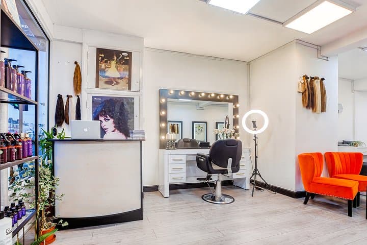 Reception desk and the lighted makeup mirror